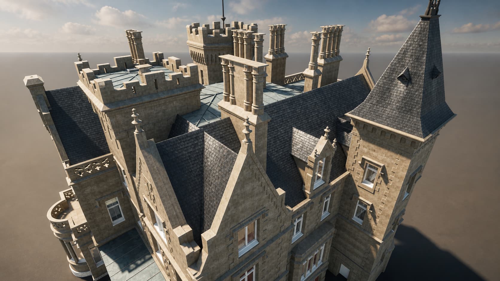 Une vue d'une toiture modélisée sous Archicad